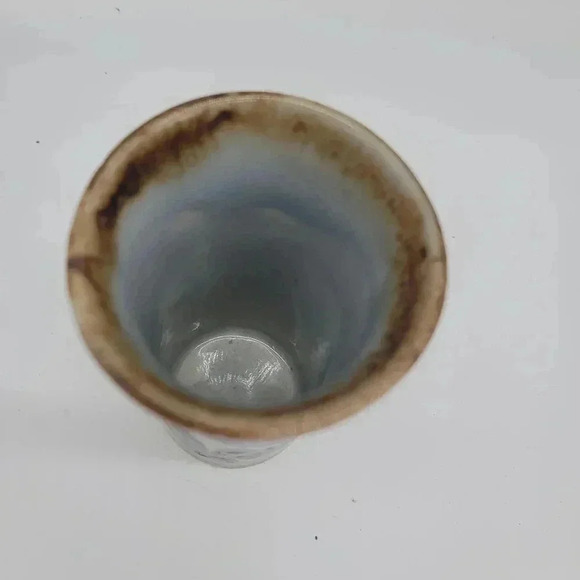 Ken Edwards Tonala Pottery Blue Bird Butterfly Calla Vase Signed - Picture 6 of 8